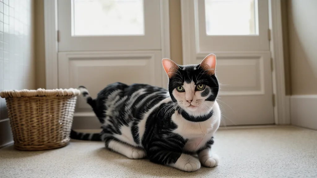 Gros plan d'une patte de chat sur le rebord bas d'un bac à litière.