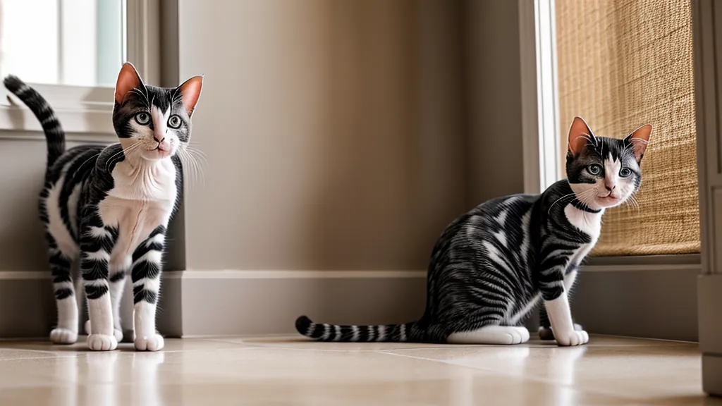 Queue frémissante et posture debout, signe classique du marquage urinaire chez le chat