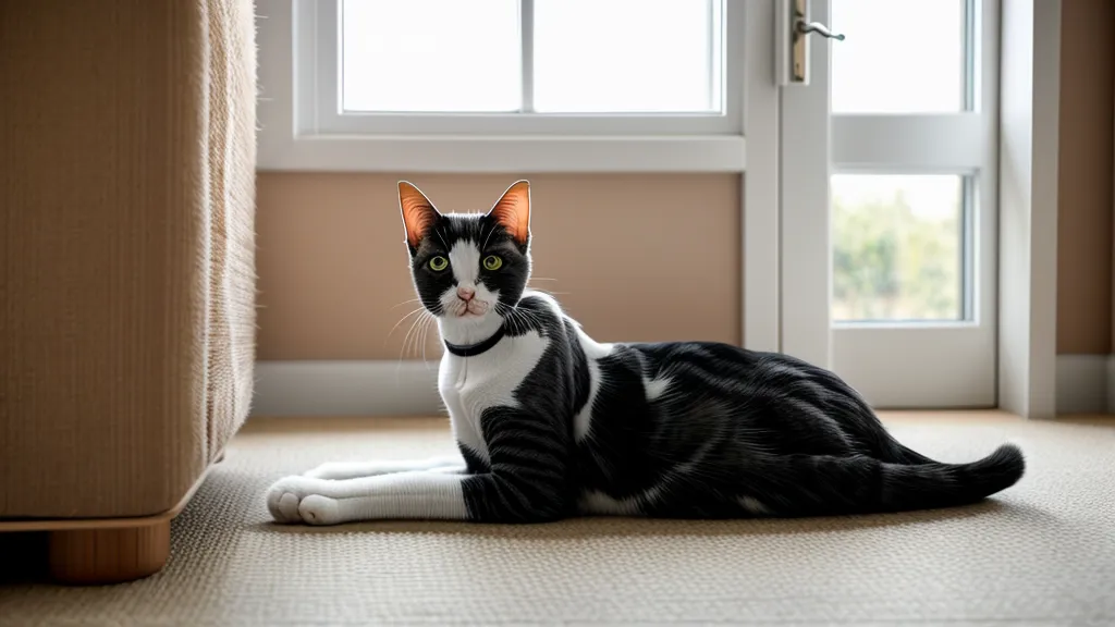 Chat près d'un pot de plante d'intérieur, un problème de propreté du chat lié au comportement félin