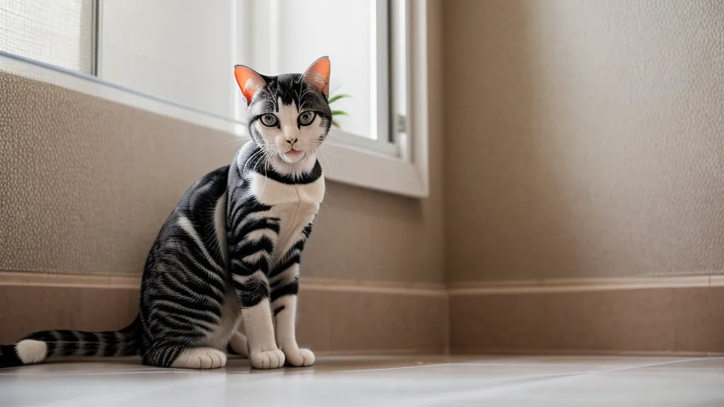 Aménagement d'une salle de bain avec deux bacs à litière pour chat, une piste d'éducation douce contre le pipi baignoire