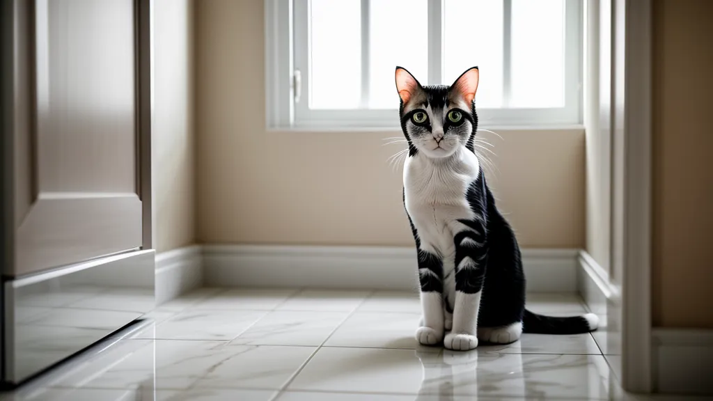 Comportement félin de marquage : patte de chat qui s'approche d'une paire de baskets d'invité posée au sol