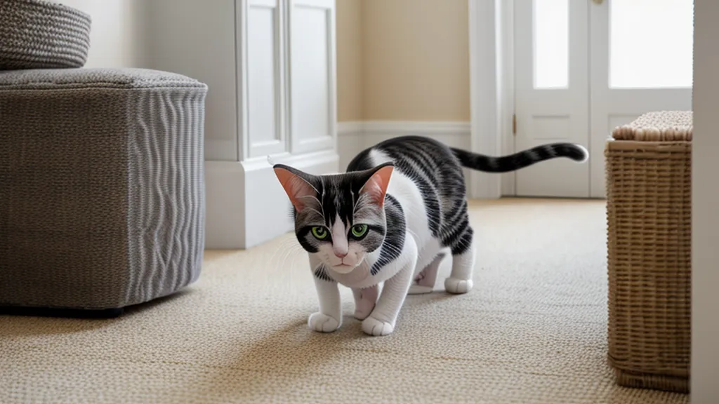Caisse de transport pour chat dans un couloir lumineux, utile lors d'une visite chez le vétérinaire pour un problème de comportement félin