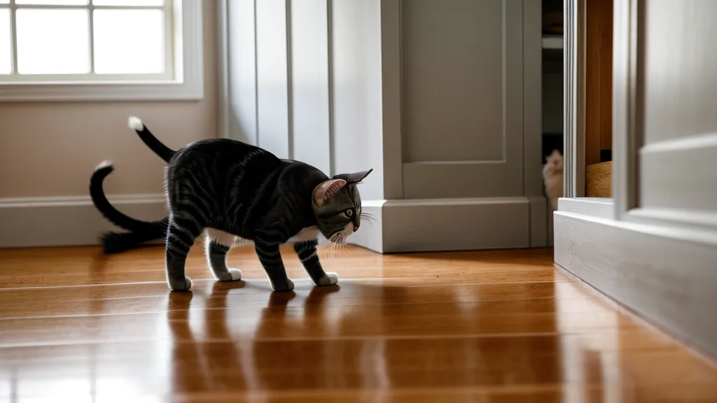 Tamponnement doux d'un parquet avec un chiffon blanc pour absorber un liquide