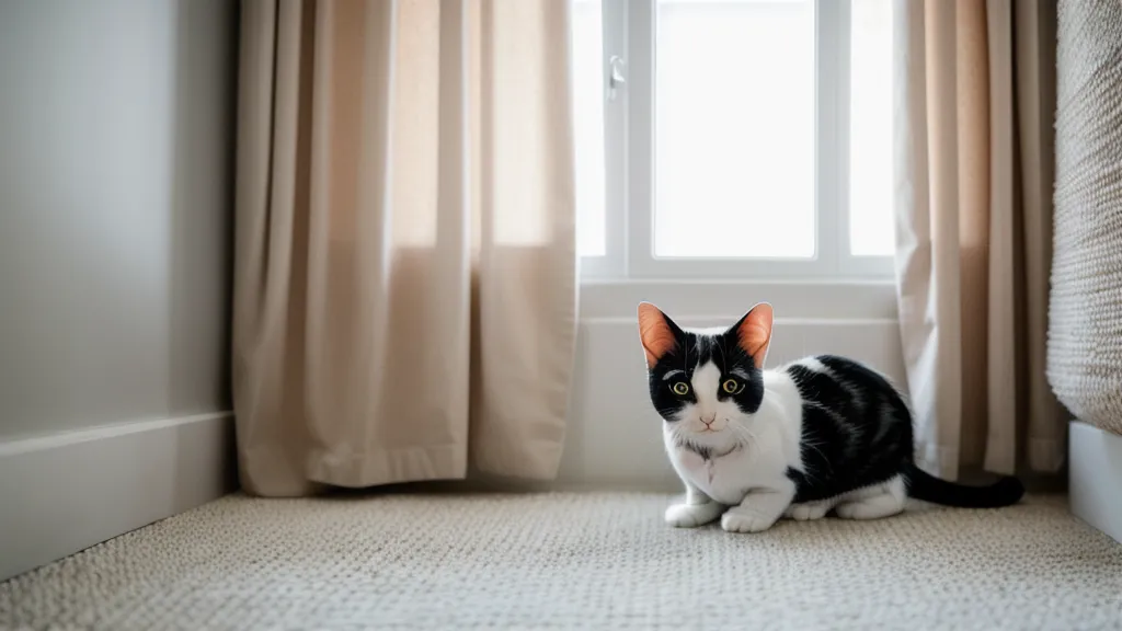 Chat assis près de son bac : propreté du chat quand il urine dans la litière mais fait ses selles à côté