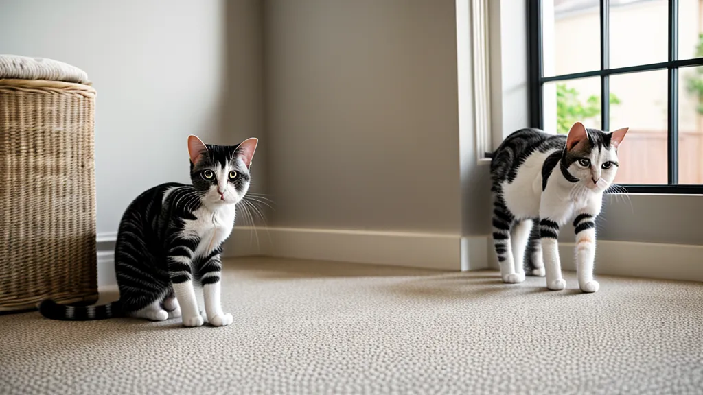 Patte de chat posée sur le rebord d'un panier pour chien, signe de marquage urinaire et de propreté féline à surveiller