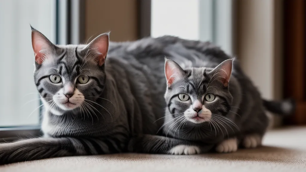 Gros plan d'un chat sentant avec curiosité la texture d'un tapis de salon